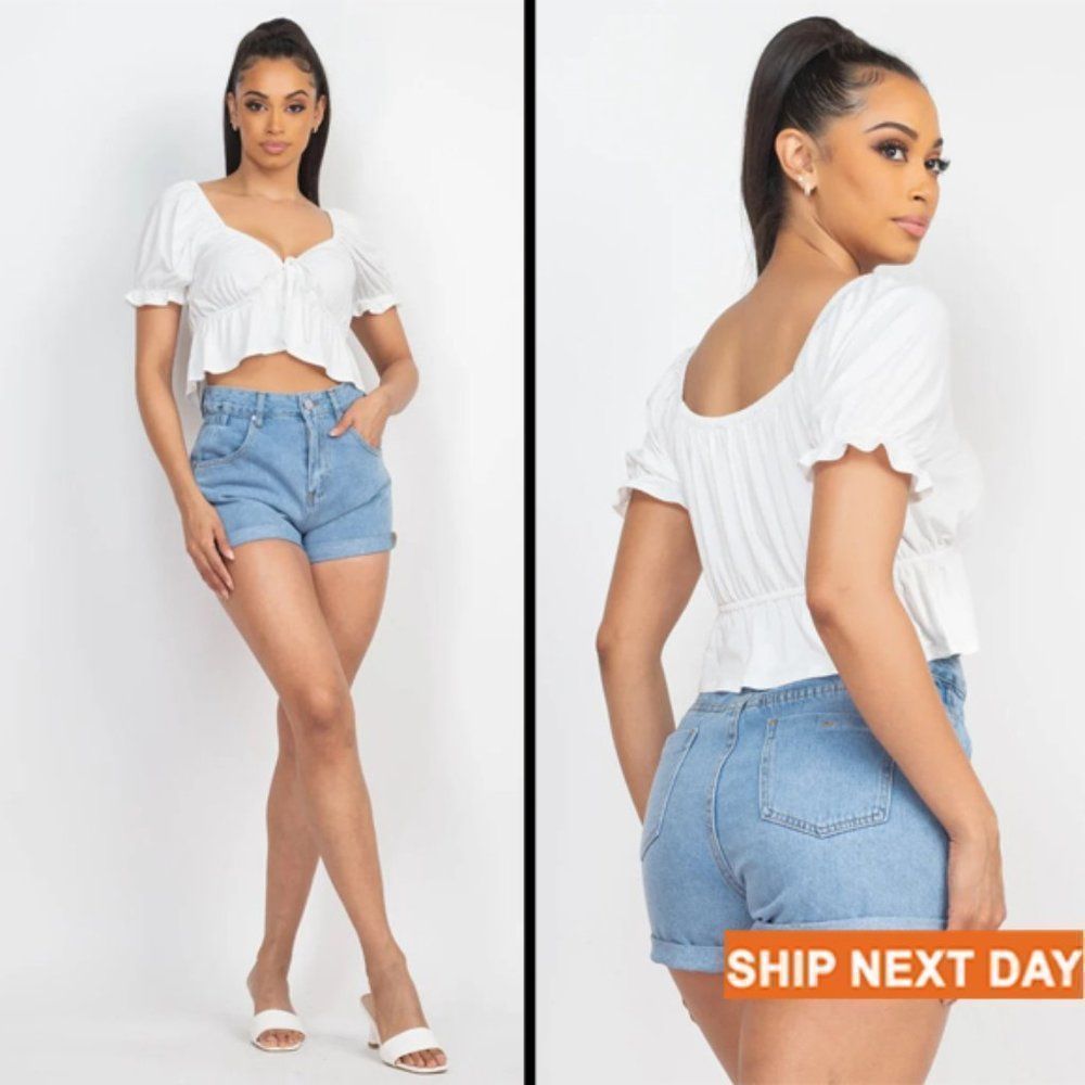 Open Front Puff Sleeve Top - Crop top - Boho top - Summer Top - Summer fashion